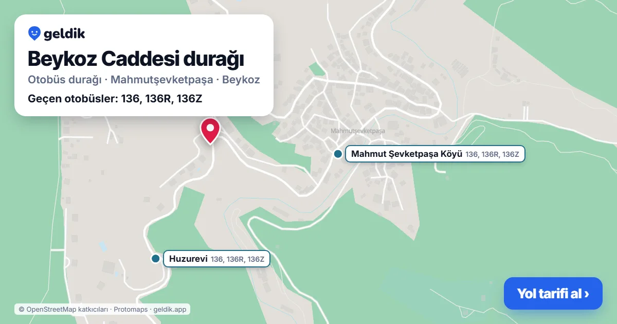 Beykoz Caddesi otobüs durağı haritada: konumu ve yakındaki duraklar