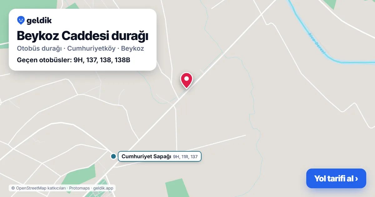 Beykoz Caddesi otobüs durağı haritada: konumu ve yakındaki duraklar