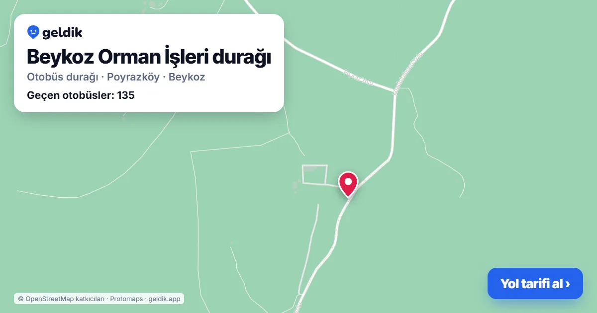 Beykoz Orman İşleri otobüs durağı haritada: konumu ve yakındaki duraklar