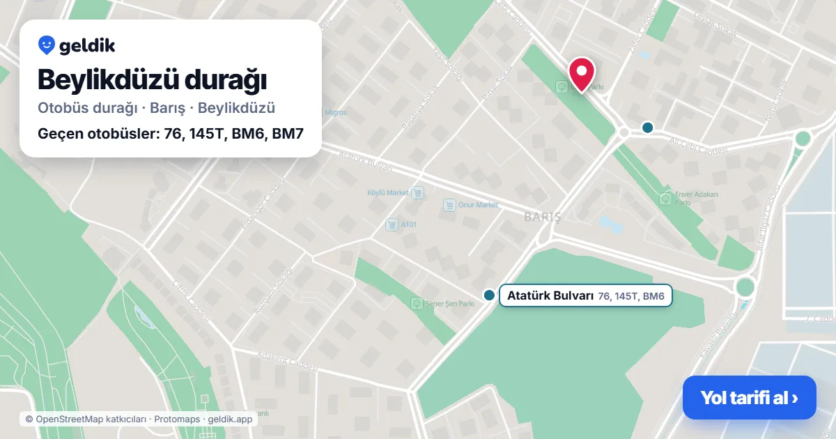 Beylikdüzü otobüs durağı haritada: konumu ve yakındaki duraklar