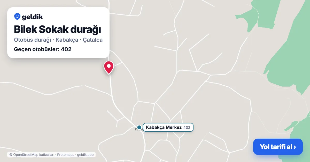 Bilek Sokak otobüs durağı haritada: konumu ve yakındaki duraklar