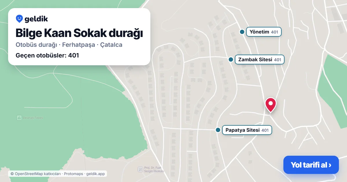 Bilge Kaan Sokak otobüs durağı haritada: konumu ve yakındaki duraklar