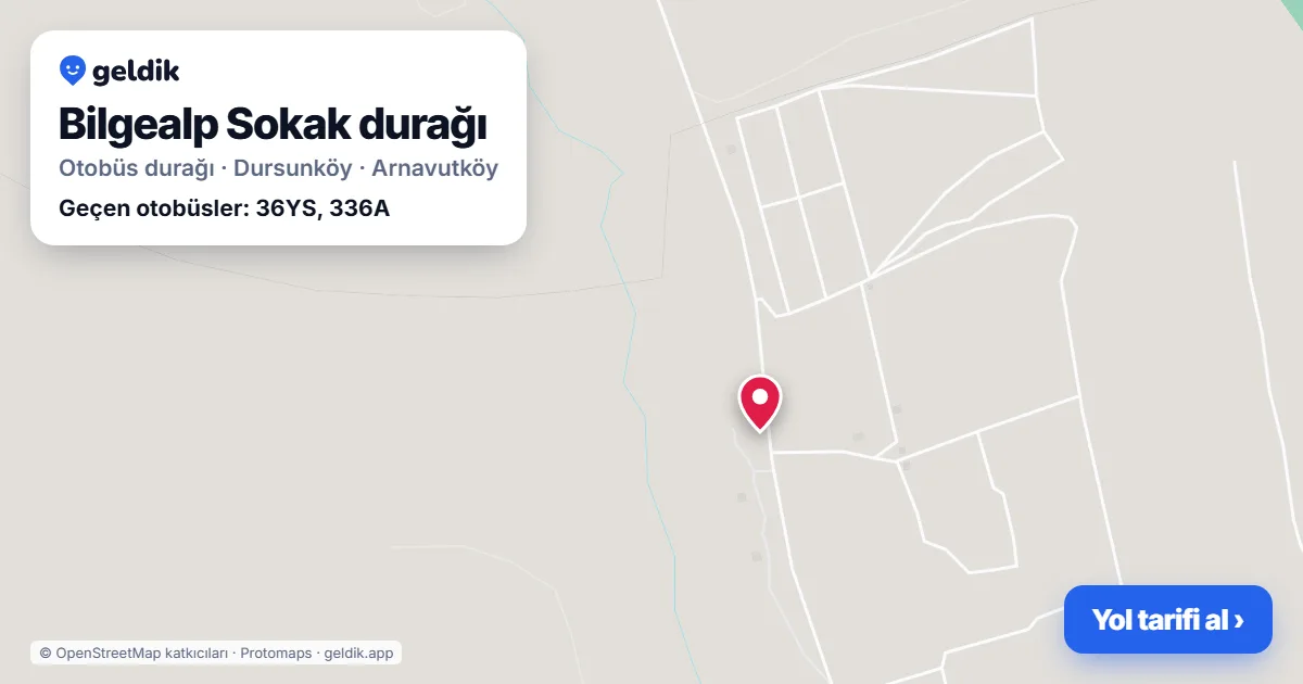 Bilgealp Sokak otobüs durağı haritada: konumu ve yakındaki duraklar
