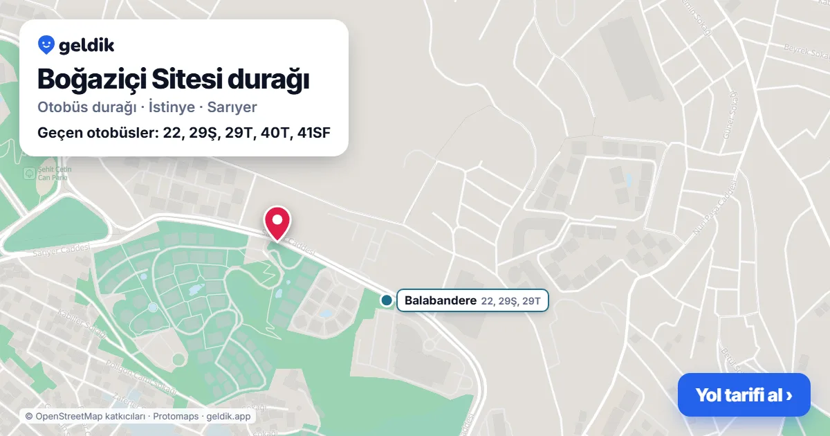 Boğaziçi Sitesi otobüs durağı haritada: konumu ve yakındaki duraklar