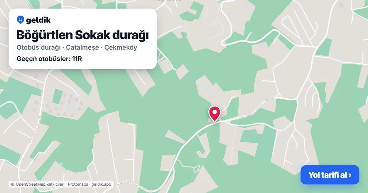 Böğürtlen Sokak otobüs durağı haritada: konumu ve yakındaki duraklar