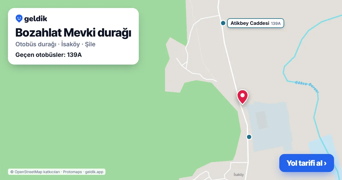 Bozahlat Mevki otobüs durağı haritada: konumu ve yakındaki duraklar