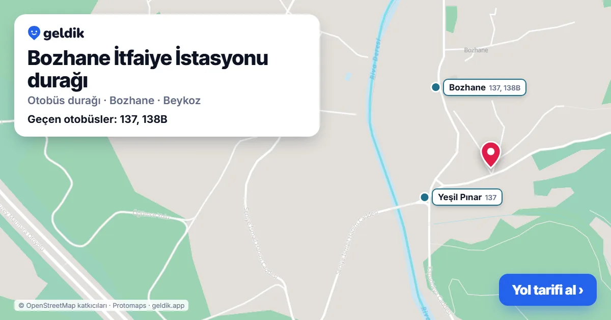 Bozhane İtfaiye İstasyonu otobüs durağı haritada: konumu ve yakındaki duraklar