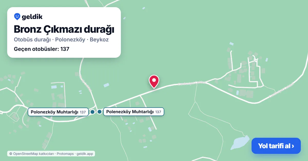 Bronz Çıkmazı otobüs durağı haritada: konumu ve yakındaki duraklar