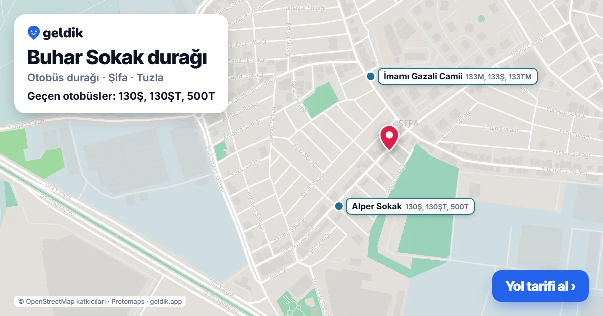 Buhar Sokak otobüs durağı haritada: konumu ve yakındaki duraklar