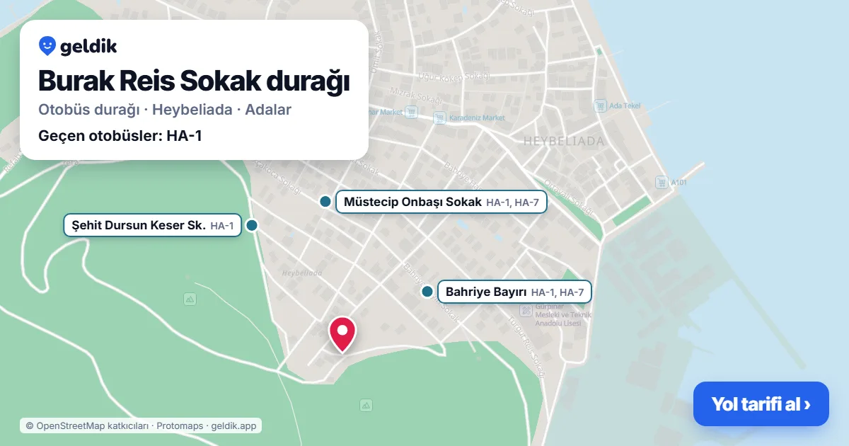 Burak Reis Sokak otobüs durağı haritada: konumu ve yakındaki duraklar
