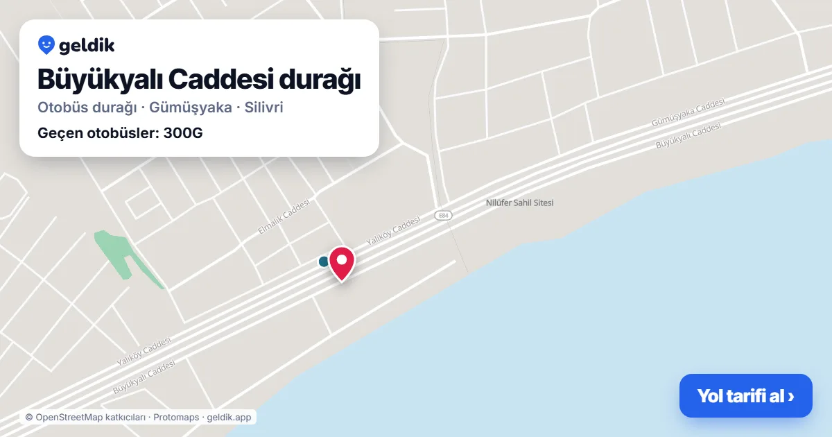 Büyükyalı Caddesi otobüs durağı haritada: konumu ve yakındaki duraklar