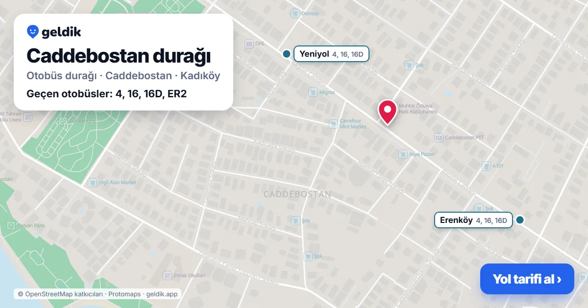 Caddebostan otobüs durağı haritada: konumu ve yakındaki duraklar