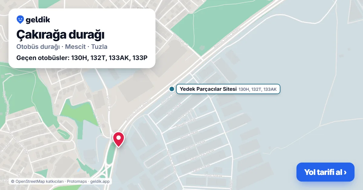 Çakırağa otobüs durağı haritada: konumu ve yakındaki duraklar