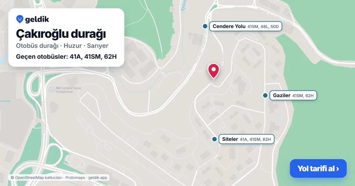 Çakıroğlu otobüs durağı haritada: konumu ve yakındaki duraklar
