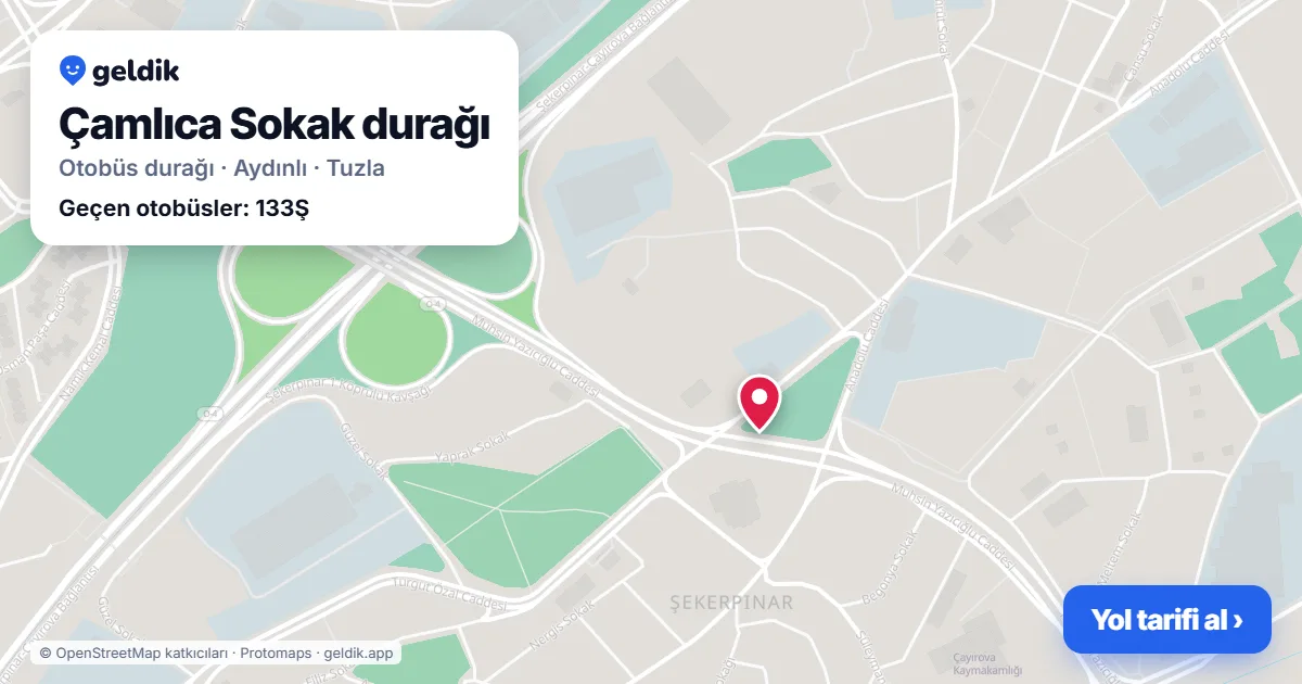 Çamlıca Sokak otobüs durağı haritada: konumu ve yakındaki duraklar