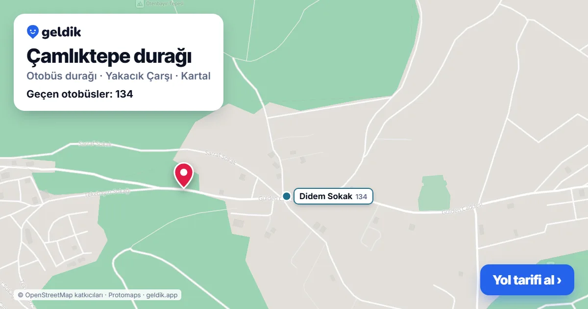 Çamlıktepe otobüs durağı haritada: konumu ve yakındaki duraklar