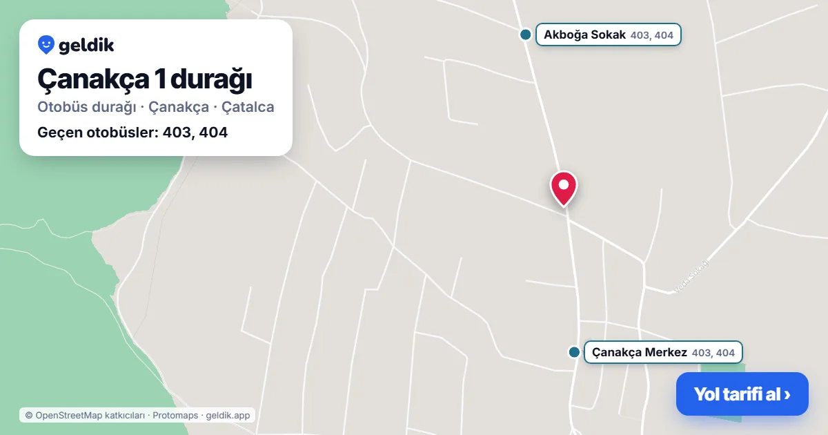Çanakça 1 otobüs durağı haritada: konumu ve yakındaki duraklar