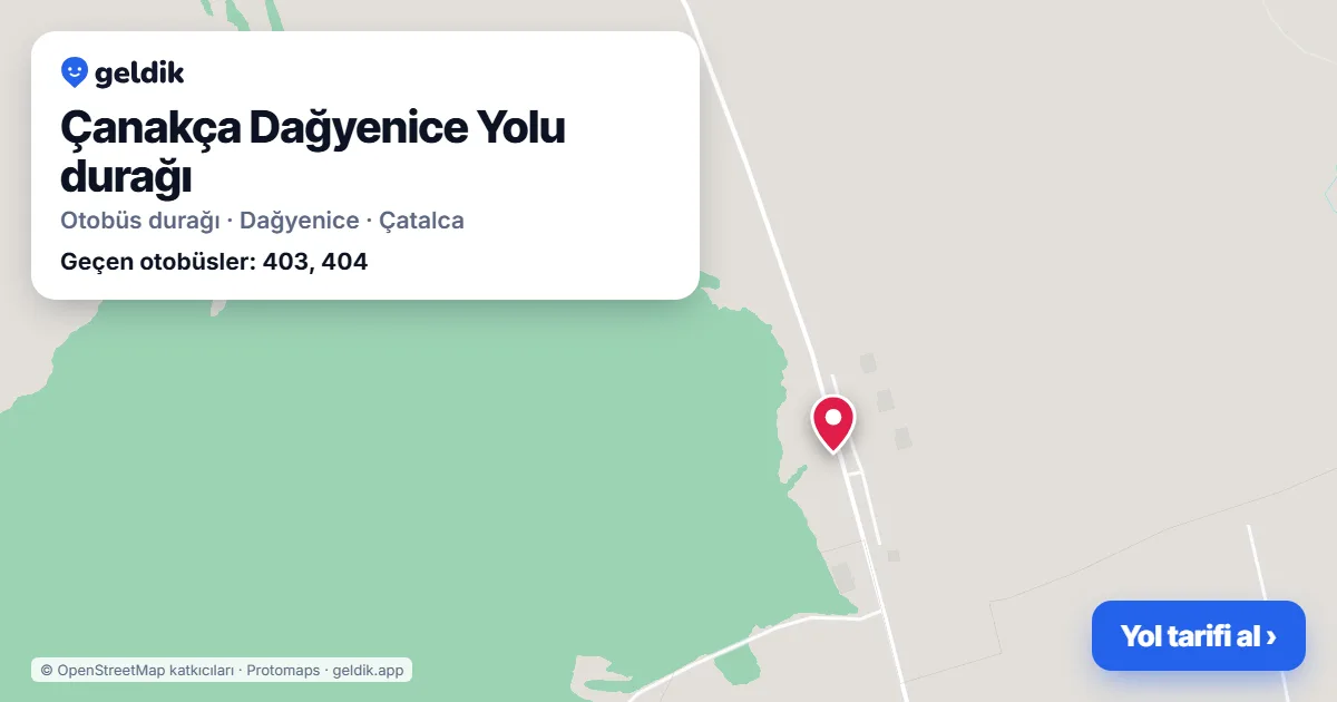 Çanakça Dağyenice Yolu otobüs durağı haritada: konumu ve yakındaki duraklar