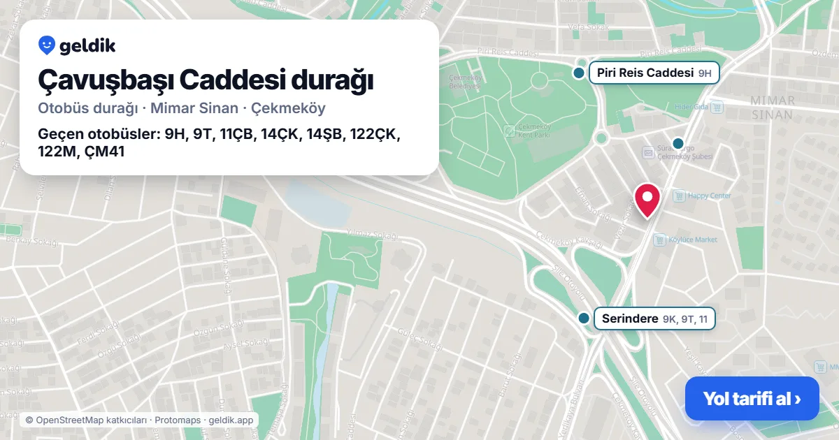 Çavuşbaşı Caddesi otobüs durağı haritada: konumu ve yakındaki duraklar