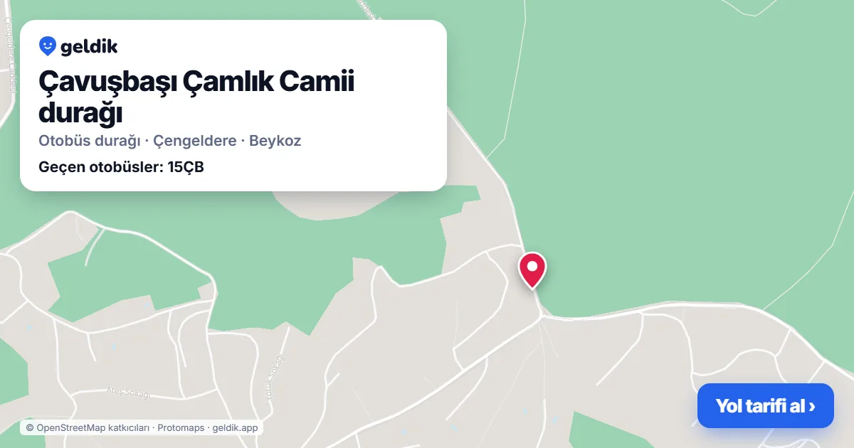 Çavuşbaşı Çamlık Camii otobüs durağı haritada: konumu ve yakındaki duraklar