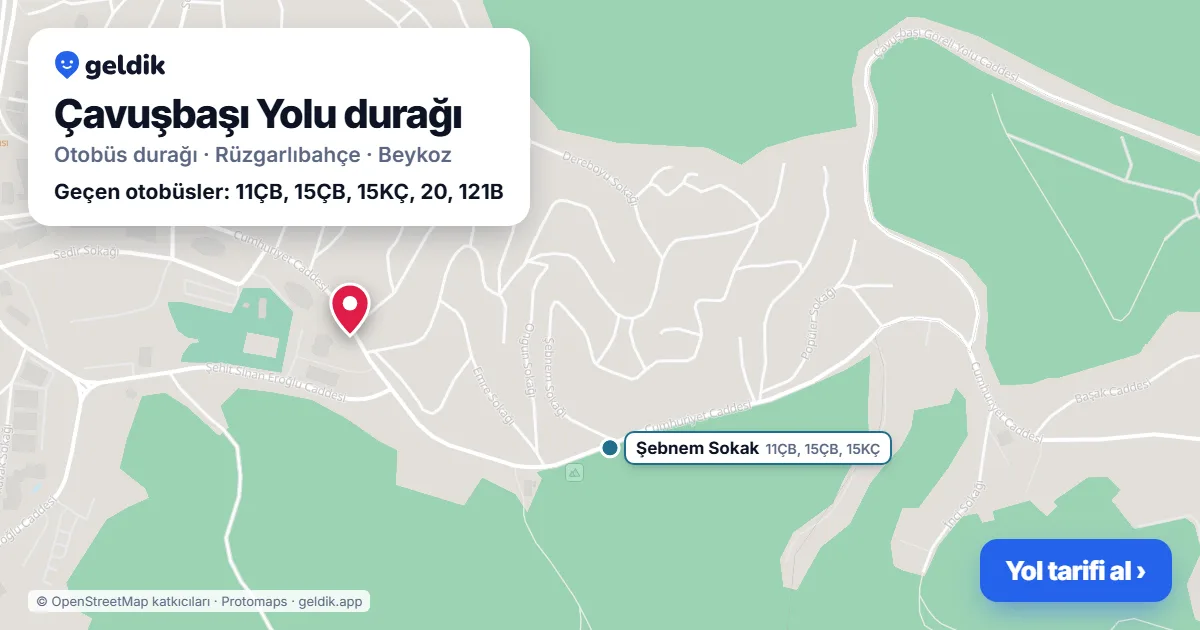 Çavuşbaşı Yolu otobüs durağı haritada: konumu ve yakındaki duraklar