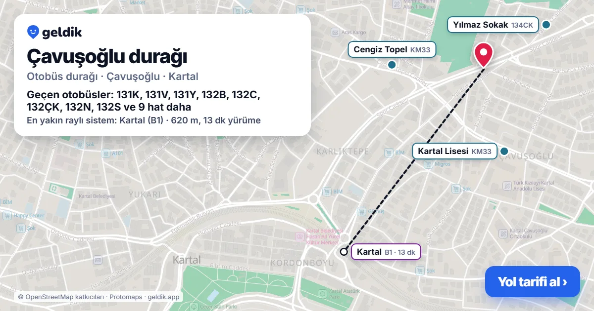 Çavuşoğlu otobüs durağı haritada: konumu ve yakındaki duraklar