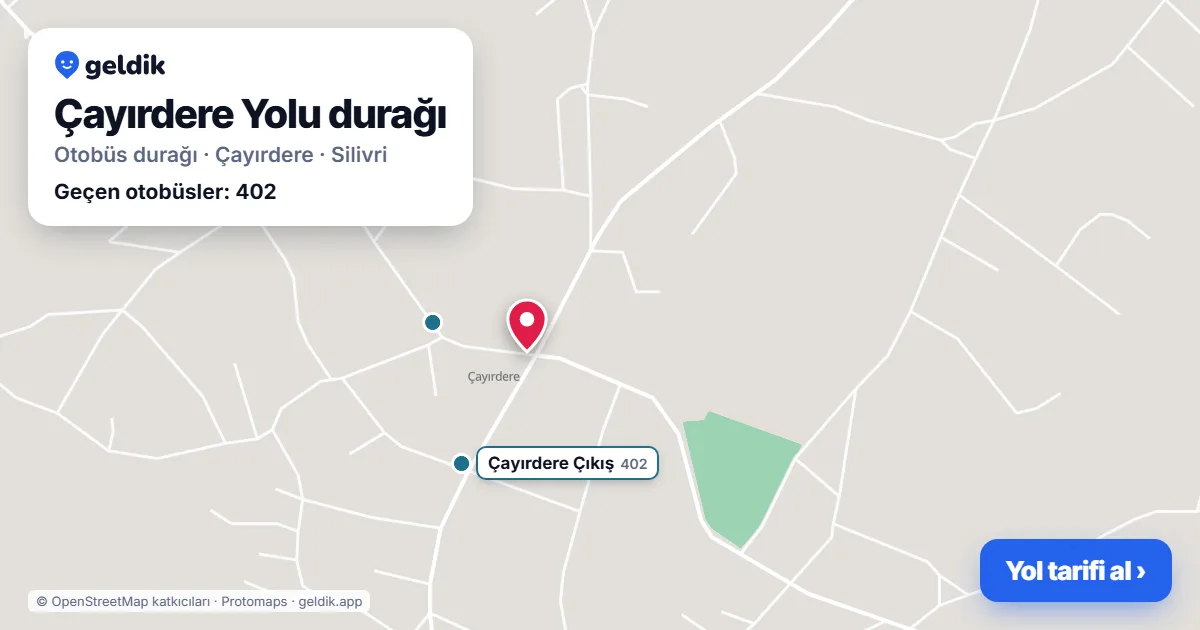 Çayırdere Yolu otobüs durağı haritada: konumu ve yakındaki duraklar