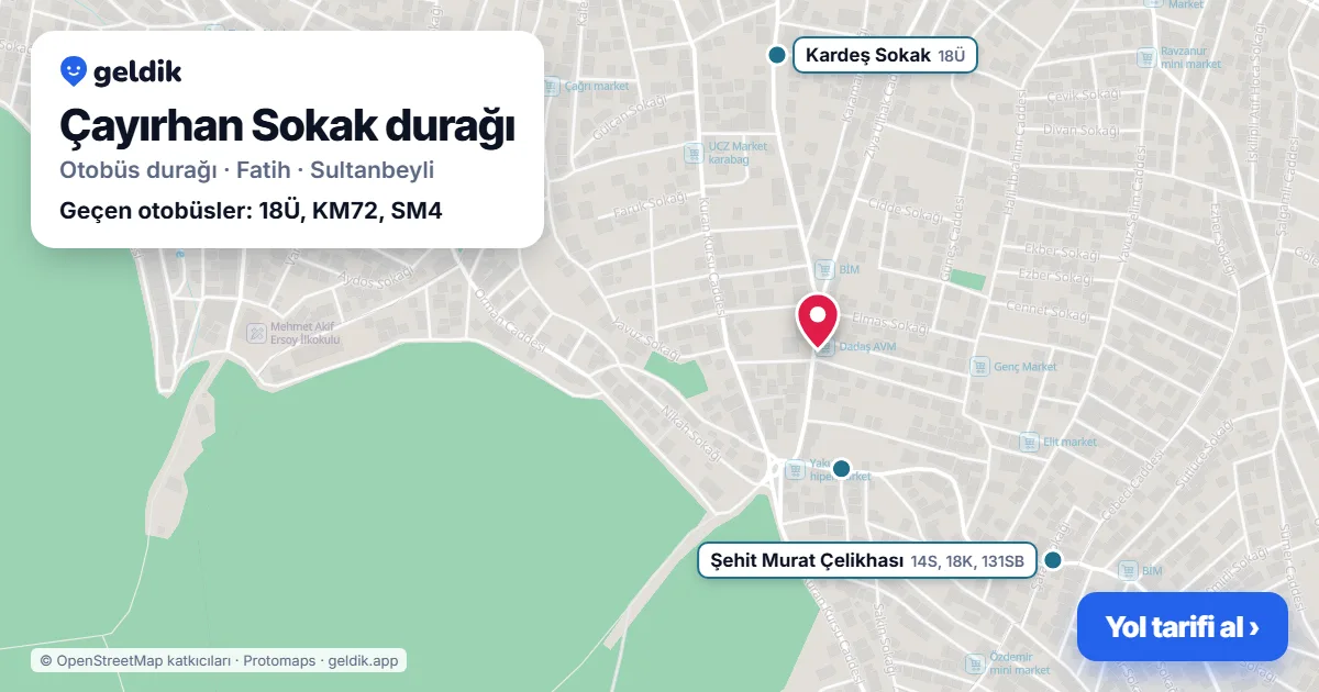 Çayırhan Sokak otobüs durağı haritada: konumu ve yakındaki duraklar