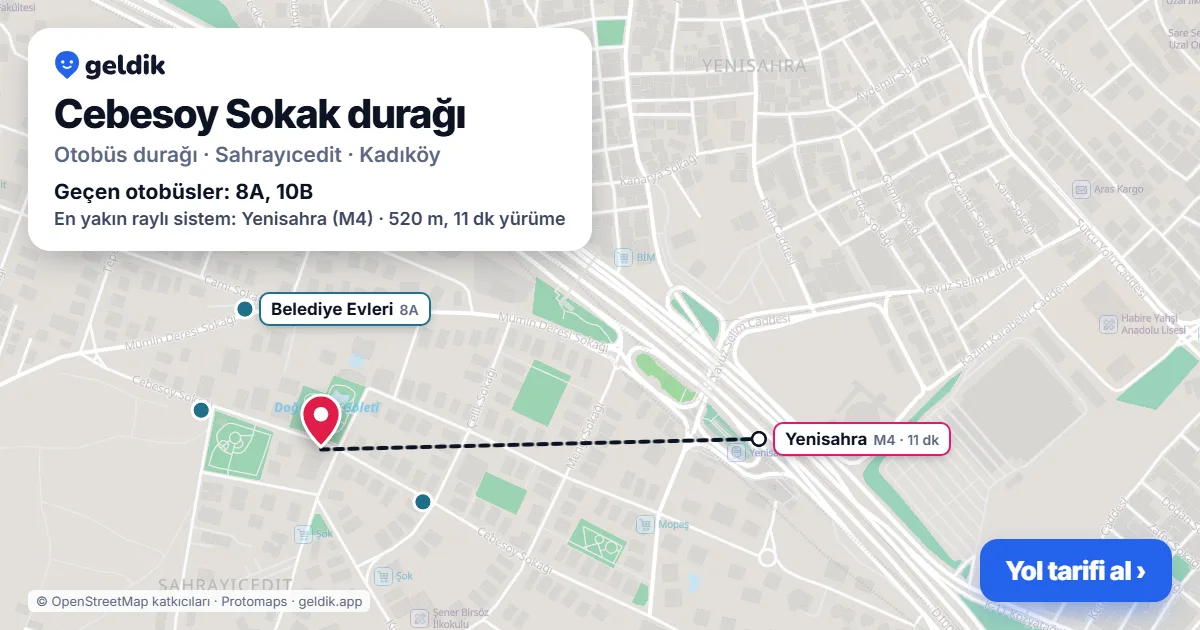 Cebesoy Sokak otobüs durağı haritada: konumu ve yakındaki duraklar