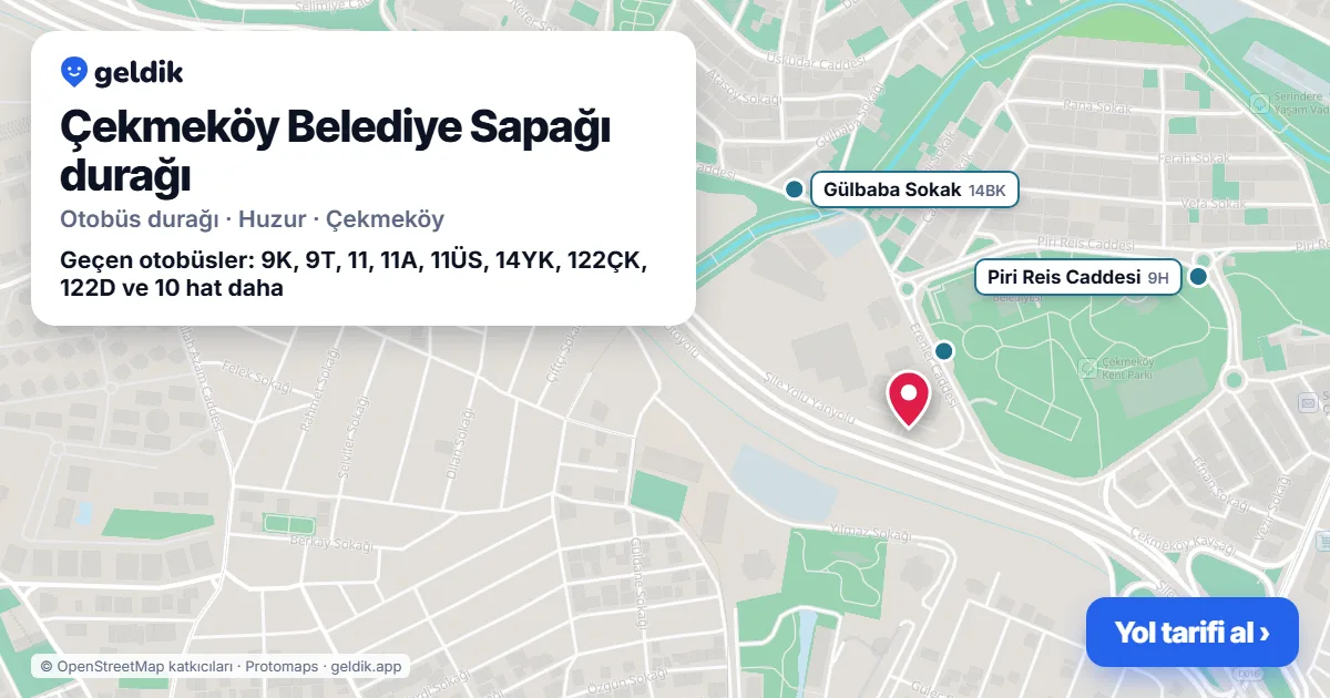 Çekmeköy Belediye Sapağı otobüs durağı haritada: konumu ve yakındaki duraklar