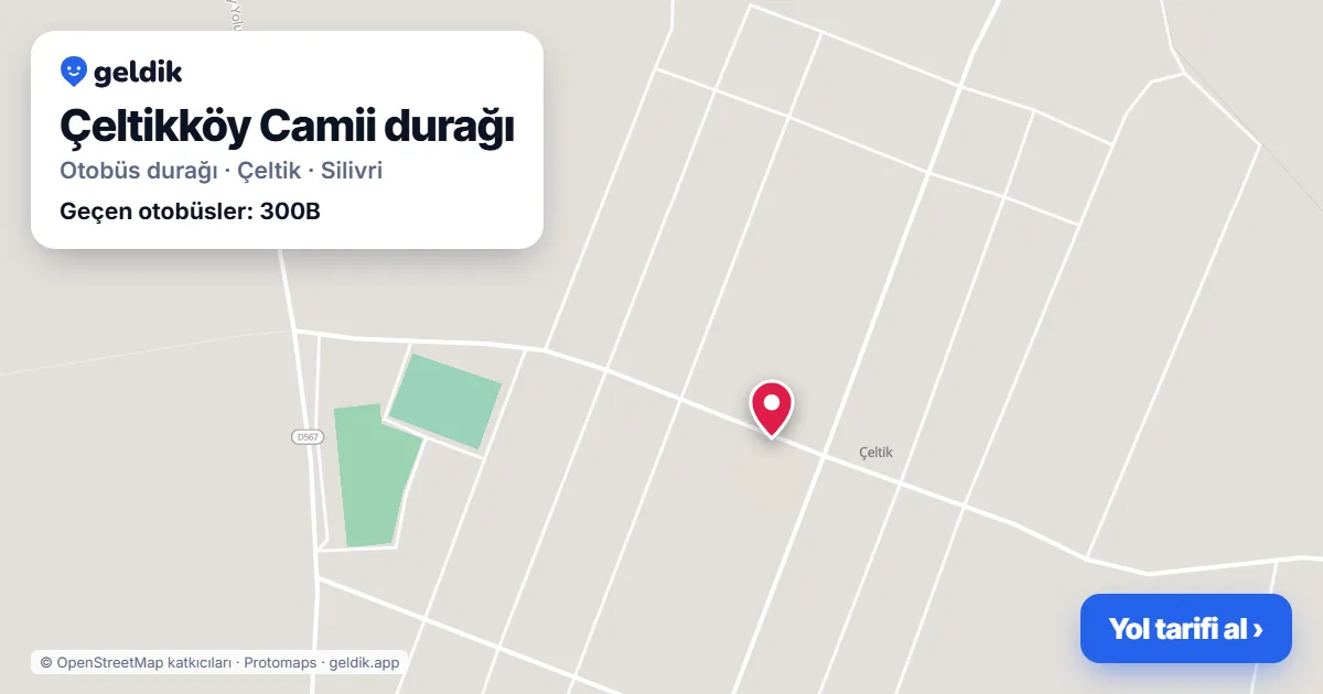 Çeltikköy Camii otobüs durağı haritada: konumu ve yakındaki duraklar