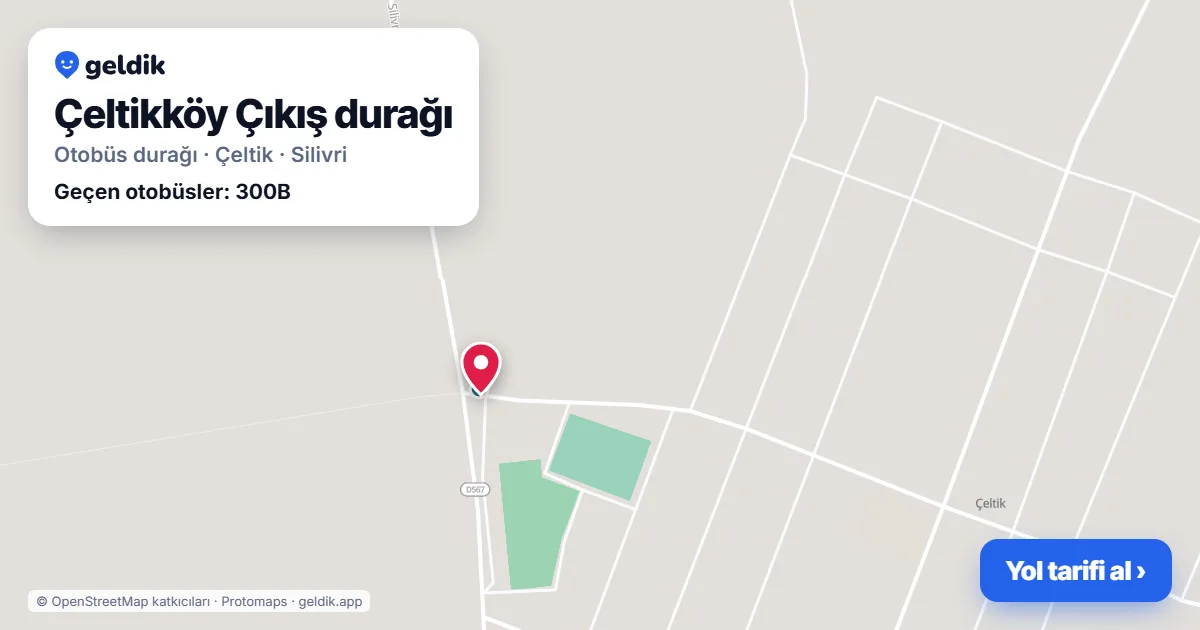 Çeltikköy Çıkış otobüs durağı haritada: konumu ve yakındaki duraklar