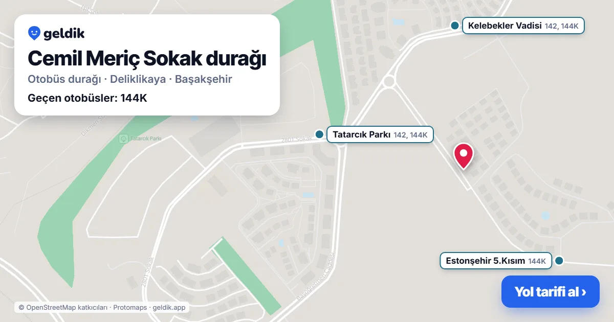 Cemil Meriç Sokak otobüs durağı haritada: konumu ve yakındaki duraklar
