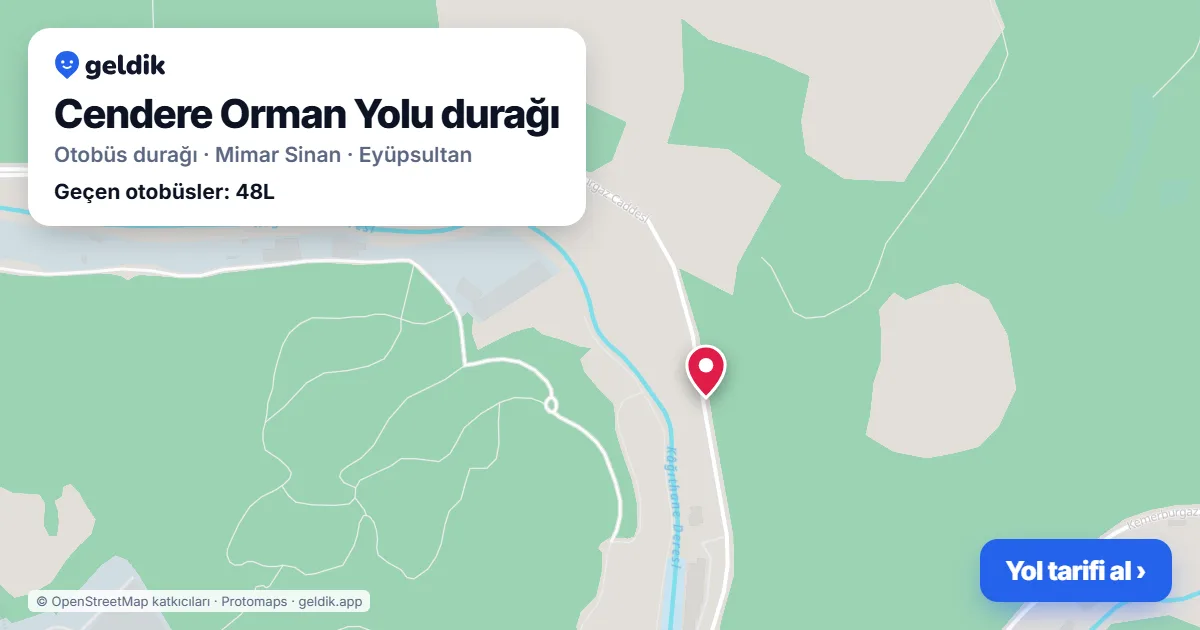 Cendere Orman Yolu otobüs durağı haritada: konumu ve yakındaki duraklar