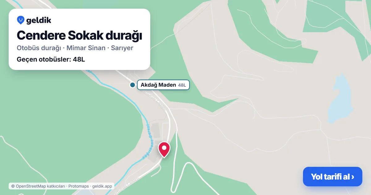 Cendere Sokak otobüs durağı haritada: konumu ve yakındaki duraklar