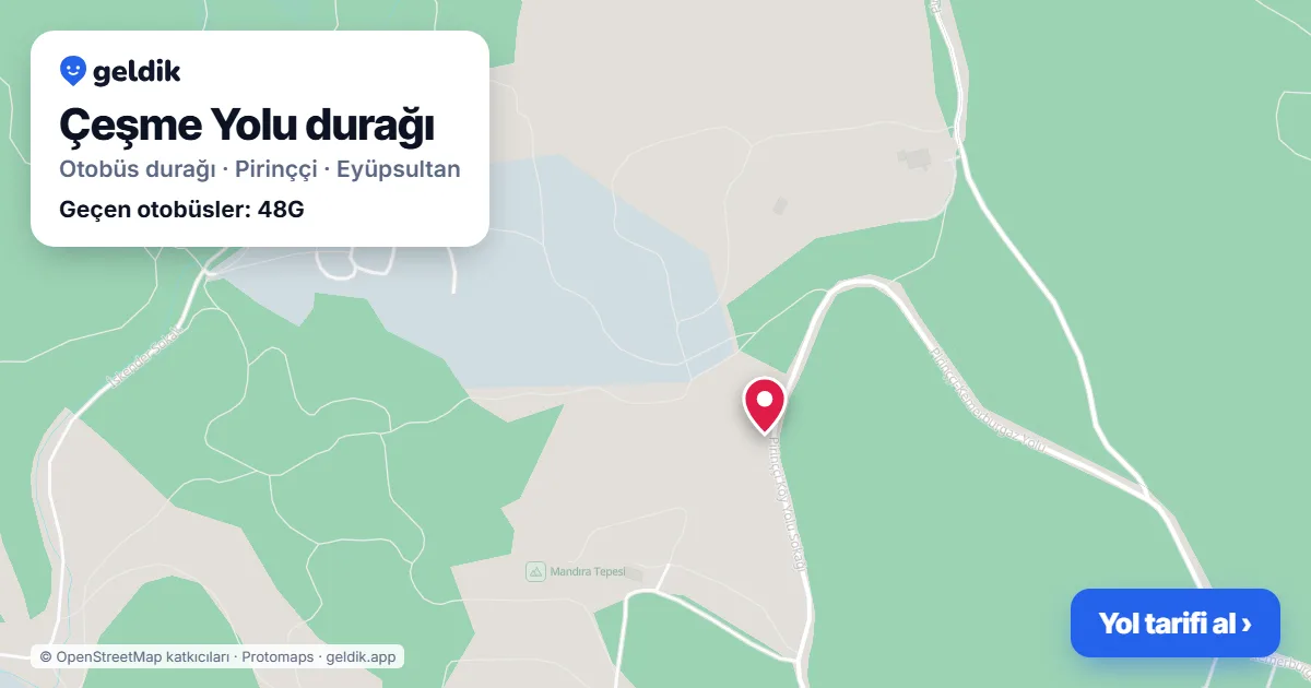 Çeşme Yolu otobüs durağı haritada: konumu ve yakındaki duraklar
