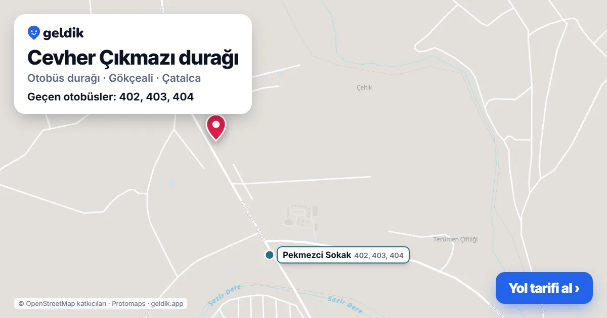 Cevher Çıkmazı otobüs durağı haritada: konumu ve yakındaki duraklar
