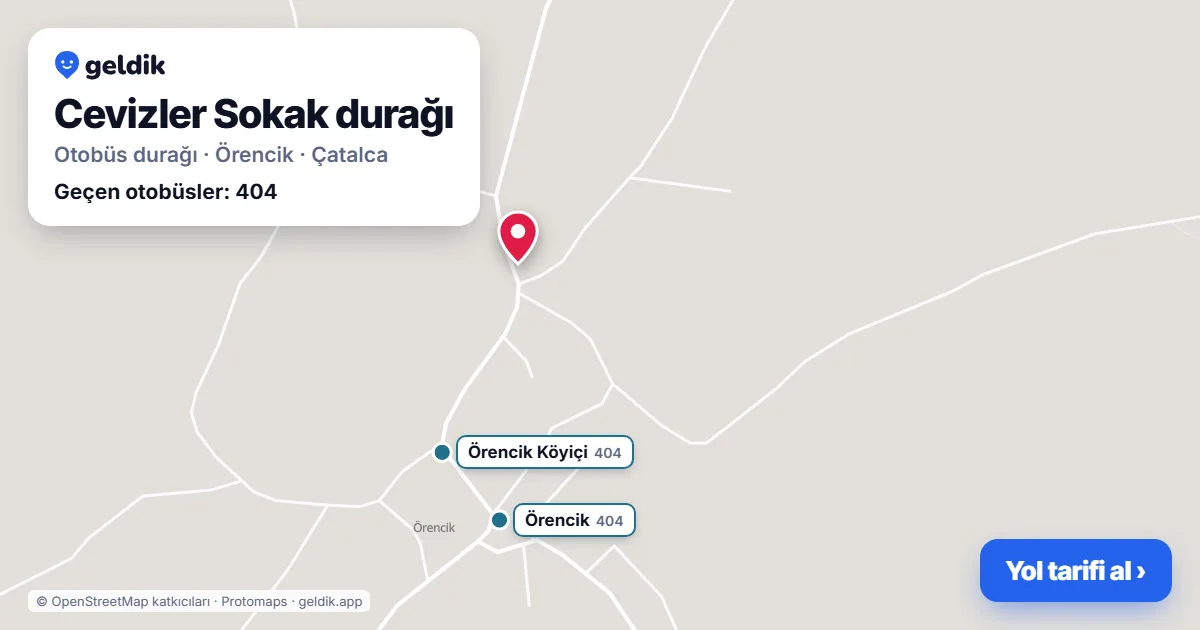 Cevizler Sokak otobüs durağı haritada: konumu ve yakındaki duraklar