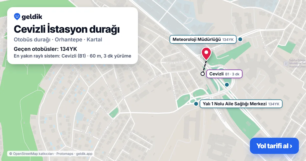 Cevizli İstasyon otobüs durağı haritada: konumu ve yakındaki duraklar