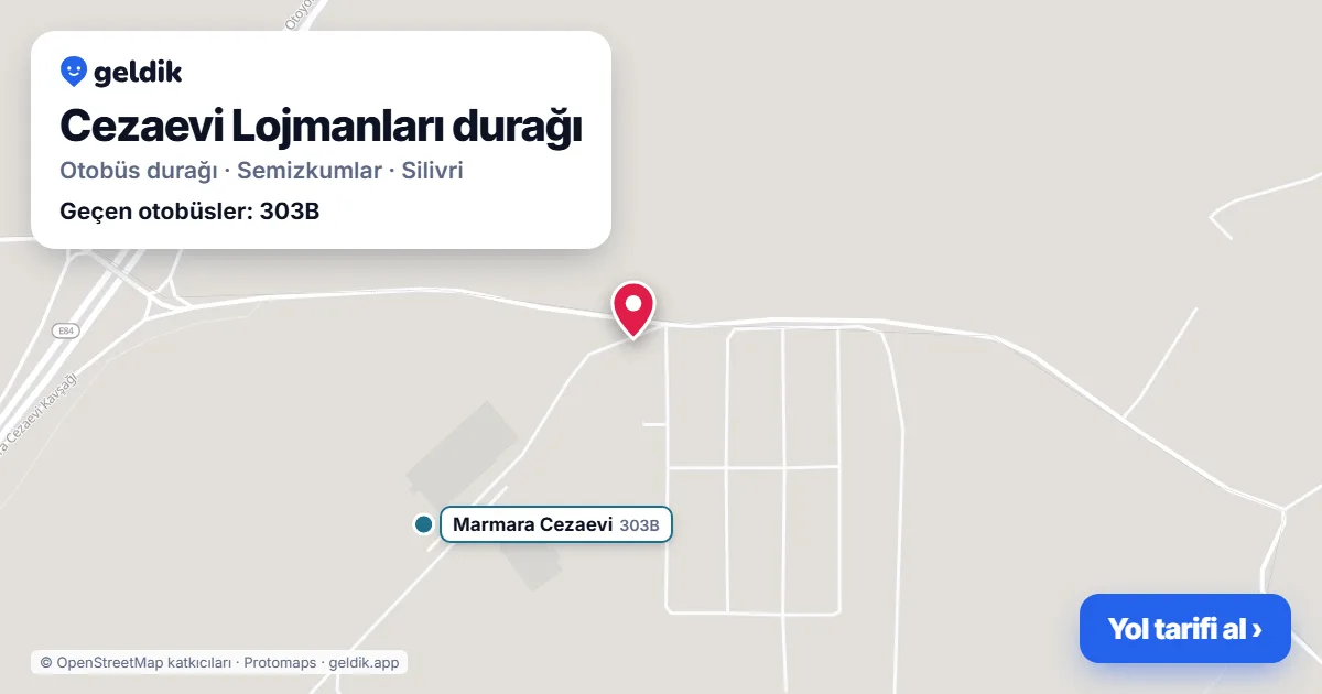 Cezaevi Lojmanları otobüs durağı haritada: konumu ve yakındaki duraklar