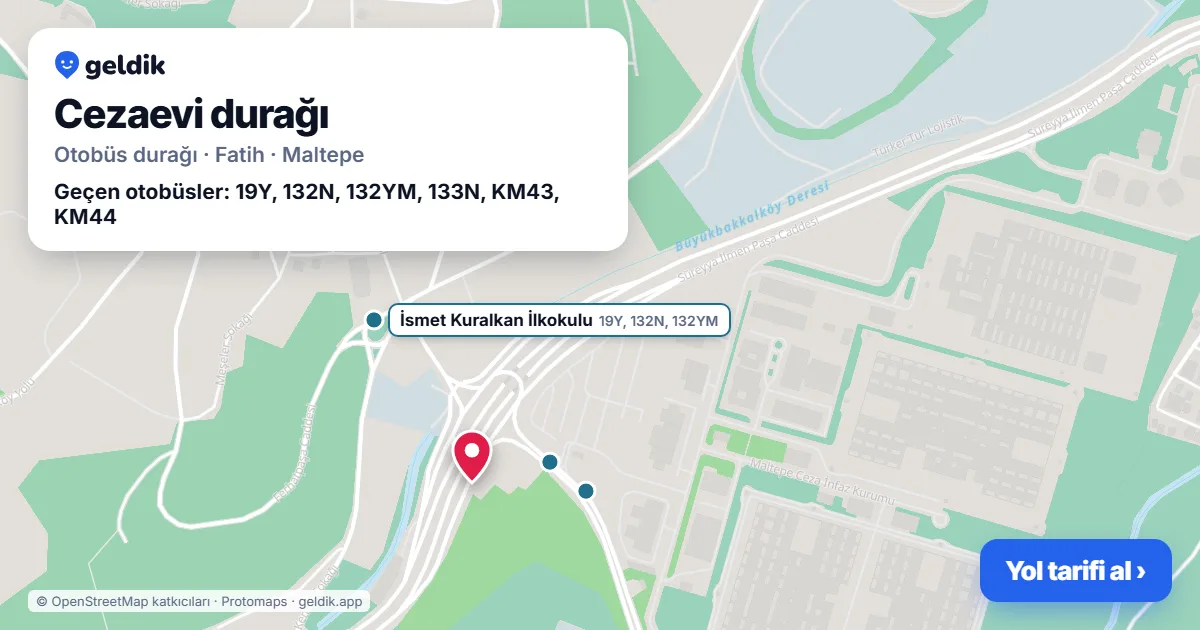 Cezaevi otobüs durağı haritada: konumu ve yakındaki duraklar