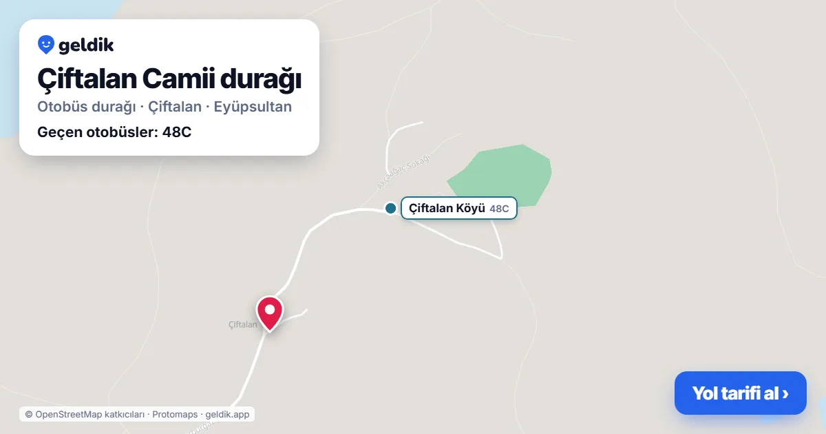 Çiftalan Camii otobüs durağı haritada: konumu ve yakındaki duraklar