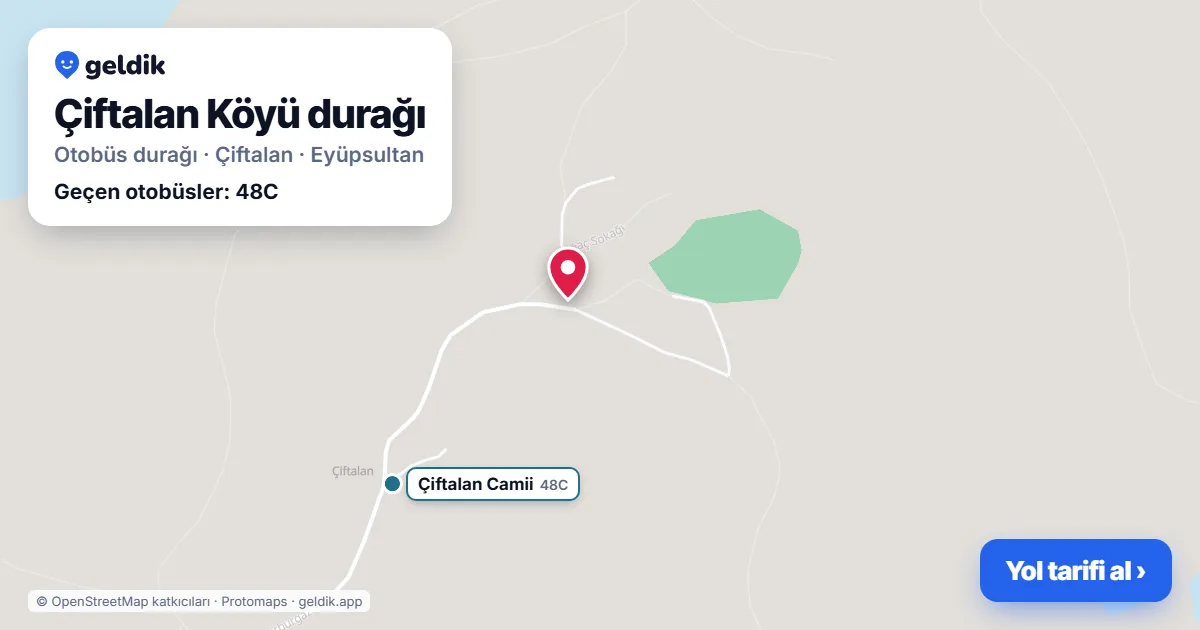 Çiftalan Köyü otobüs durağı haritada: konumu ve yakındaki duraklar