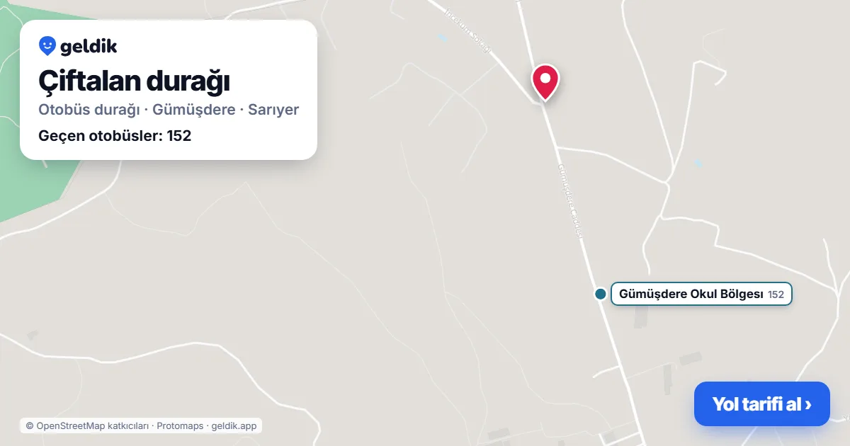 Çiftalan otobüs durağı haritada: konumu ve yakındaki duraklar