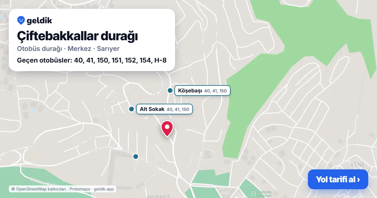 Çiftebakkallar otobüs durağı haritada: konumu ve yakındaki duraklar