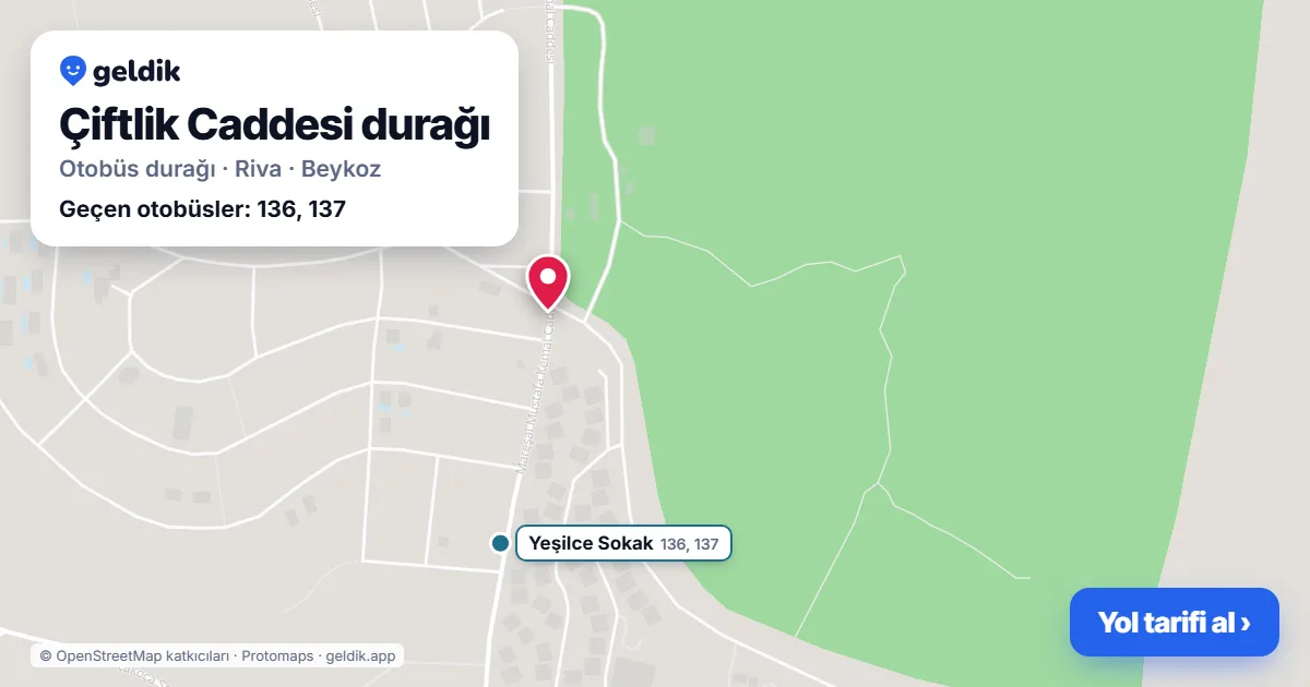Çiftlik Caddesi otobüs durağı haritada: konumu ve yakındaki duraklar