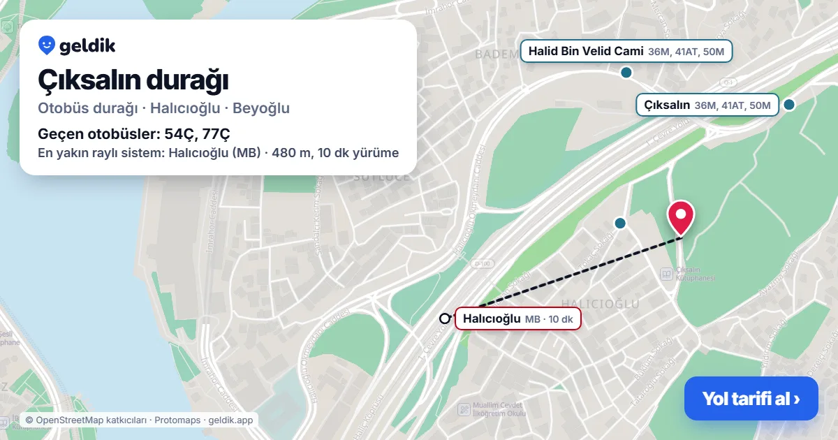 Çıksalın otobüs durağı haritada: konumu ve yakındaki duraklar