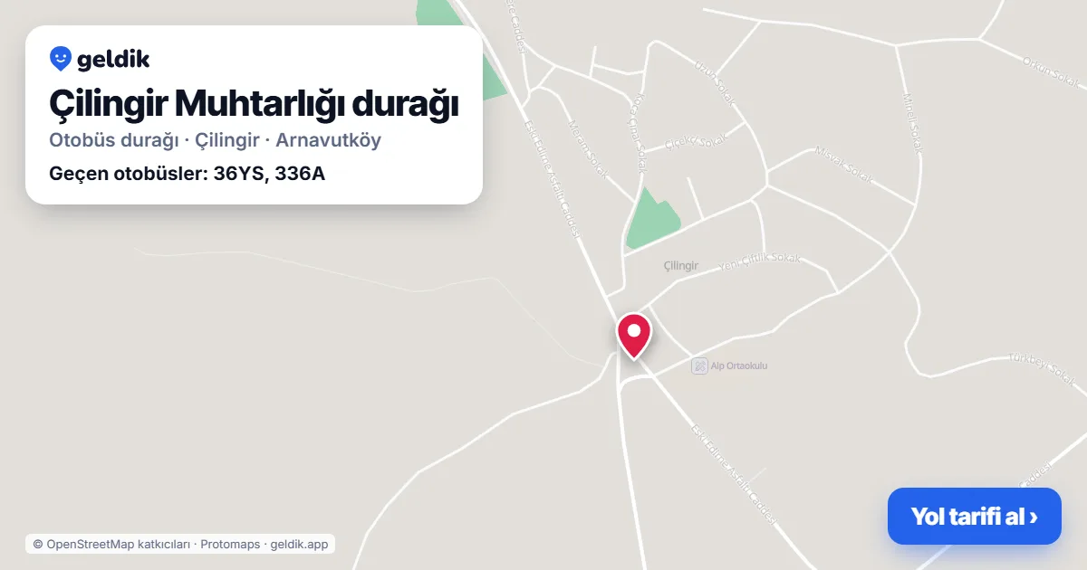 Çilingir Muhtarlığı otobüs durağı haritada: konumu ve yakındaki duraklar