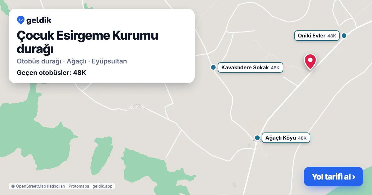 Çocuk Esirgeme Kurumu otobüs durağı haritada: konumu ve yakındaki duraklar