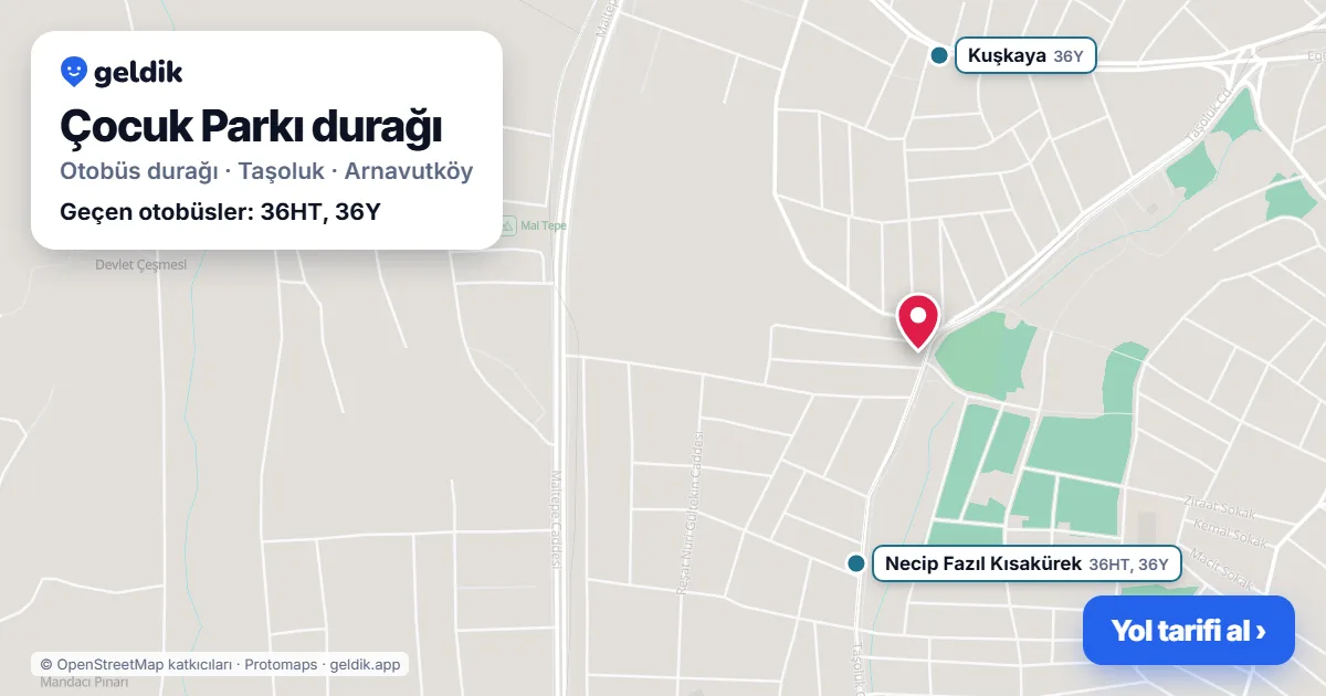 Çocuk Parkı otobüs durağı haritada: konumu ve yakındaki duraklar